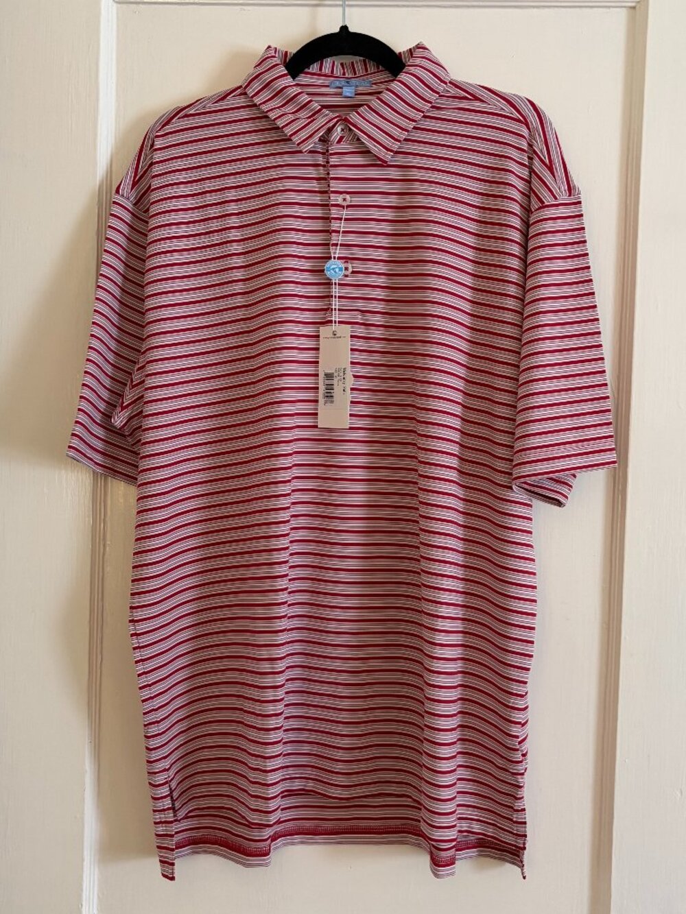 ⛳ NWT GenTeal McKinley Polo - Salsa Stripe